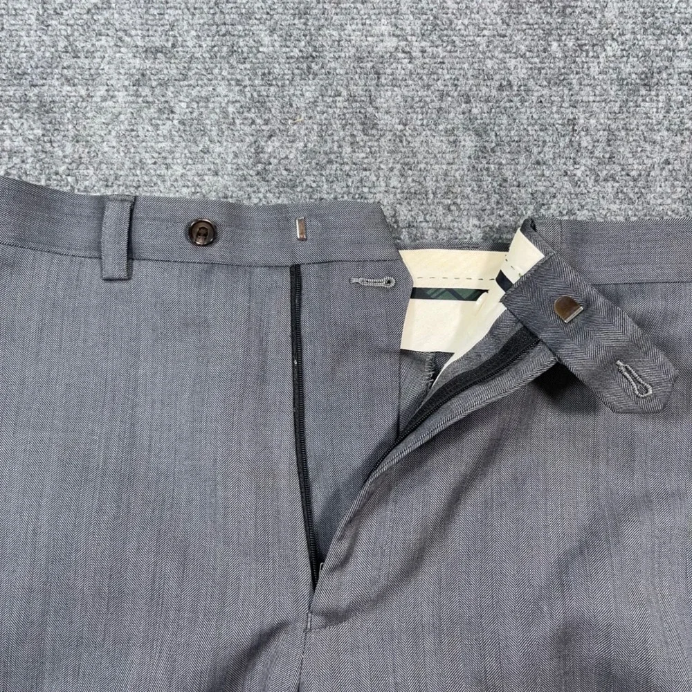 LRL Ralph Lauren Wool Dress Pants Mens 34x34 Herringbone Grey Preppy Office